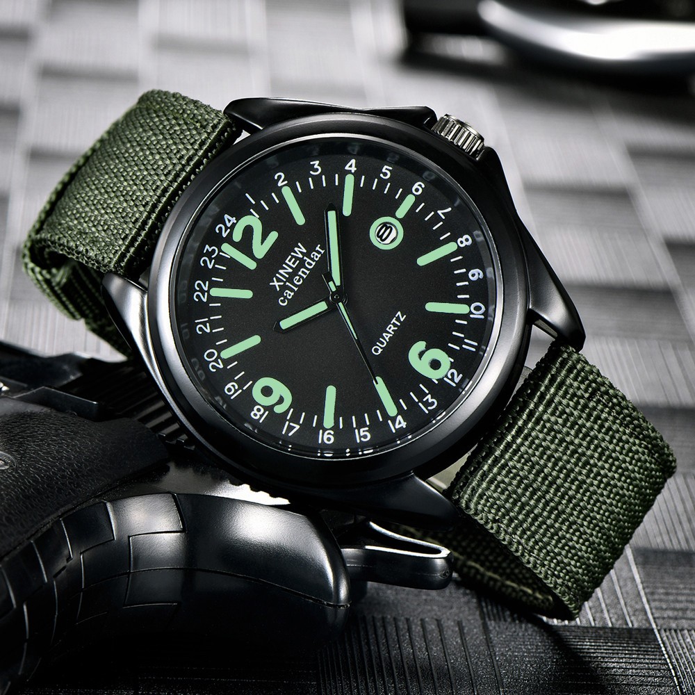 Smartwatch Military Watches For Men - Wojskowy męski zegarek kwarcowy czarna tarcza