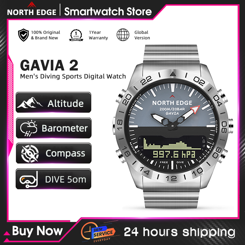 Smartwatch Military Watches For Men - NORTH EDGE Męski Zegarek Nurkowy Wojskowy