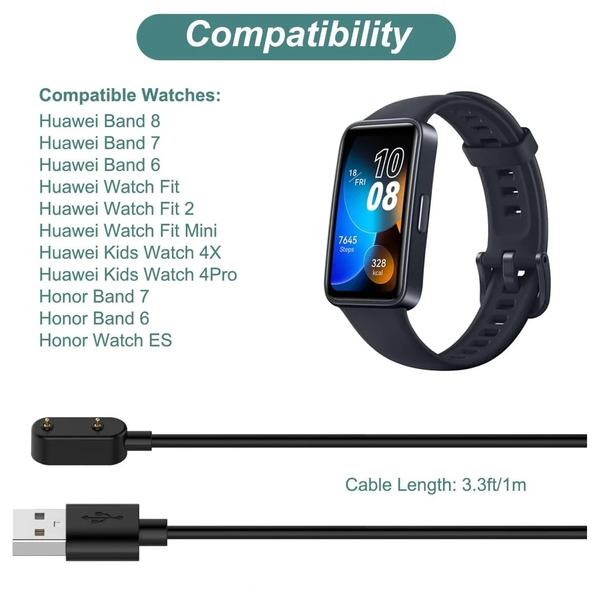 Huawei Smartwatch Watch Fit - Zamiennik ładowarki USB do smartwatcha Huawei