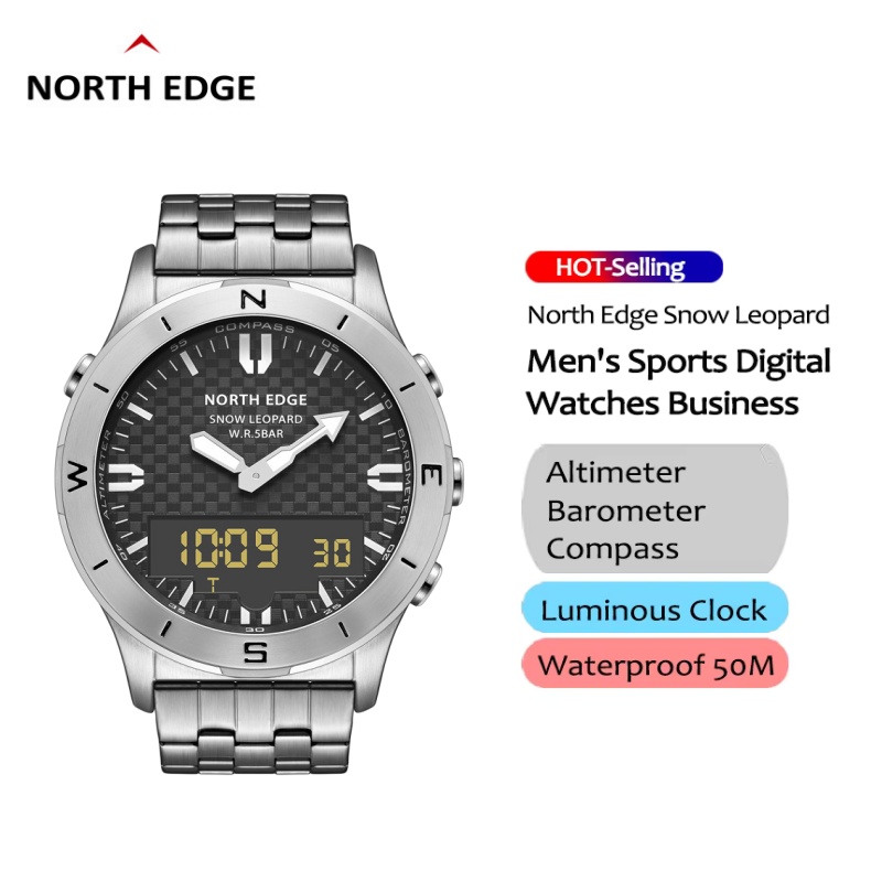 Smartwatch Digital Watches For Men - NORTH EDGE Męski Zegarek Cyfrowy Outdoorowy