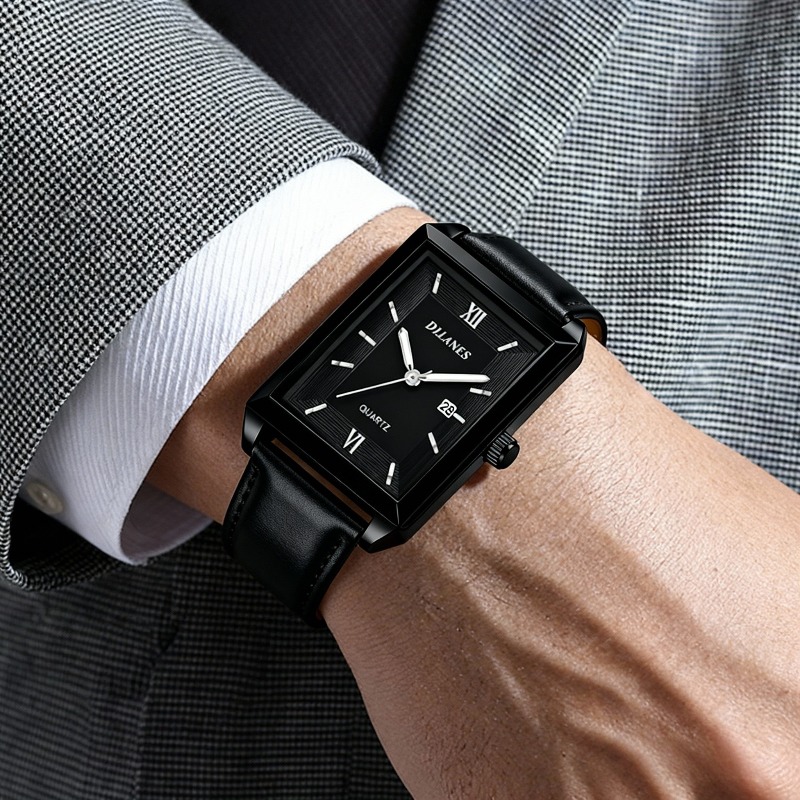 Smartwatch New Watches For Men - Męskie zegarki skórzane casualowe, modne kwadratowe