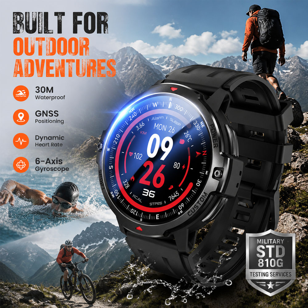 Smartwatch Timex Watches For Women - NOWY 6-osiowy żyroskop Wojskowy smartwatch GPS