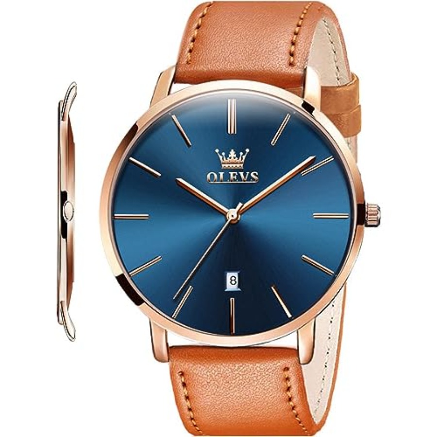 Smartwatch Digital Watches For Men - Zegarki męskie OLEVS, skórzane, czarne, ultracienkie
