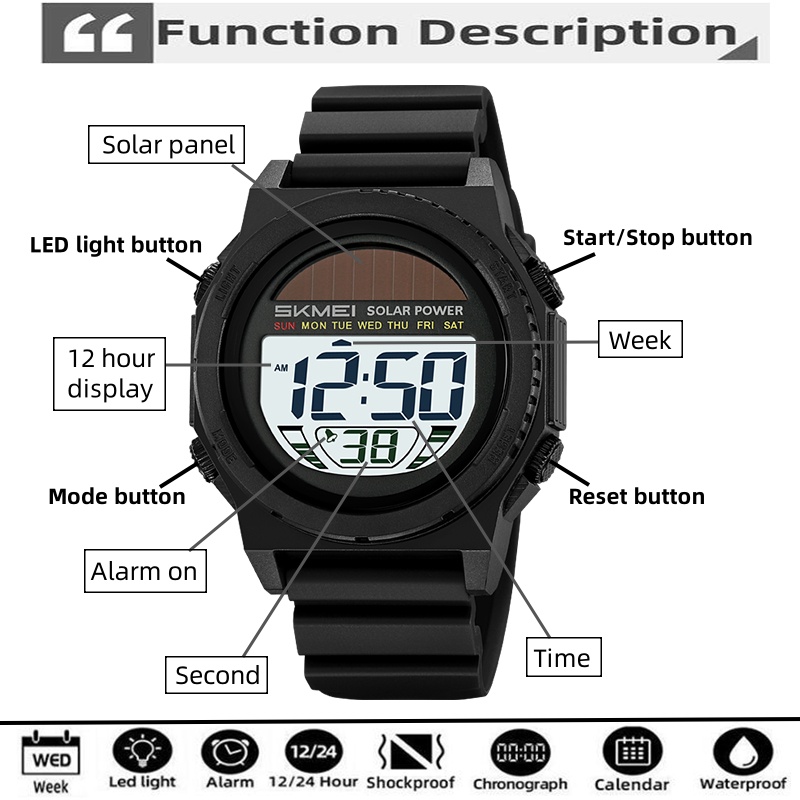 Skmei Solar Energy Digital Wat – Tide Watch Surf recenzja i cena