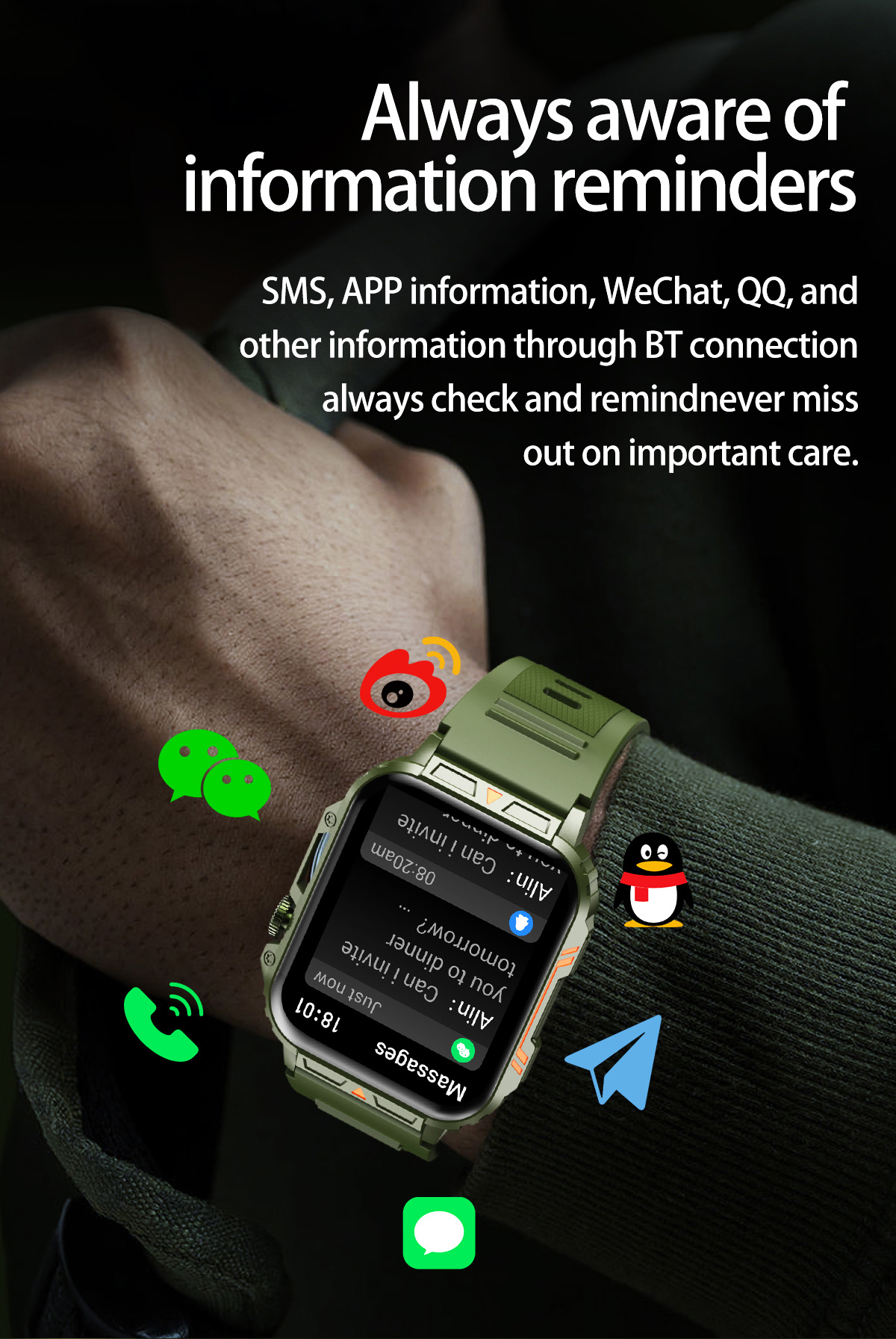 1.91 odkryty wojskowy intelige – Smartwatch Military Watches For Men recenzja i cena