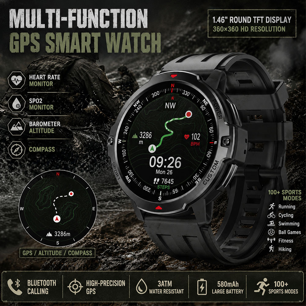 NOWY 1.46-calowy wojskowy smar – Smartwatch Timex Watches For Women recenzja i cena